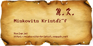 Miskovits Kristóf névjegykártya